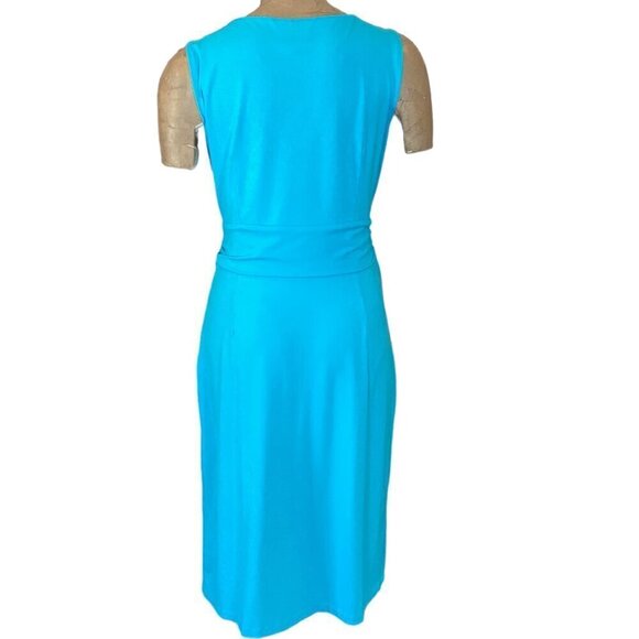 Talbots Turquoise Sleeveless Faux Wrap Dress Sz 8 #298K - Picture 5 of 8